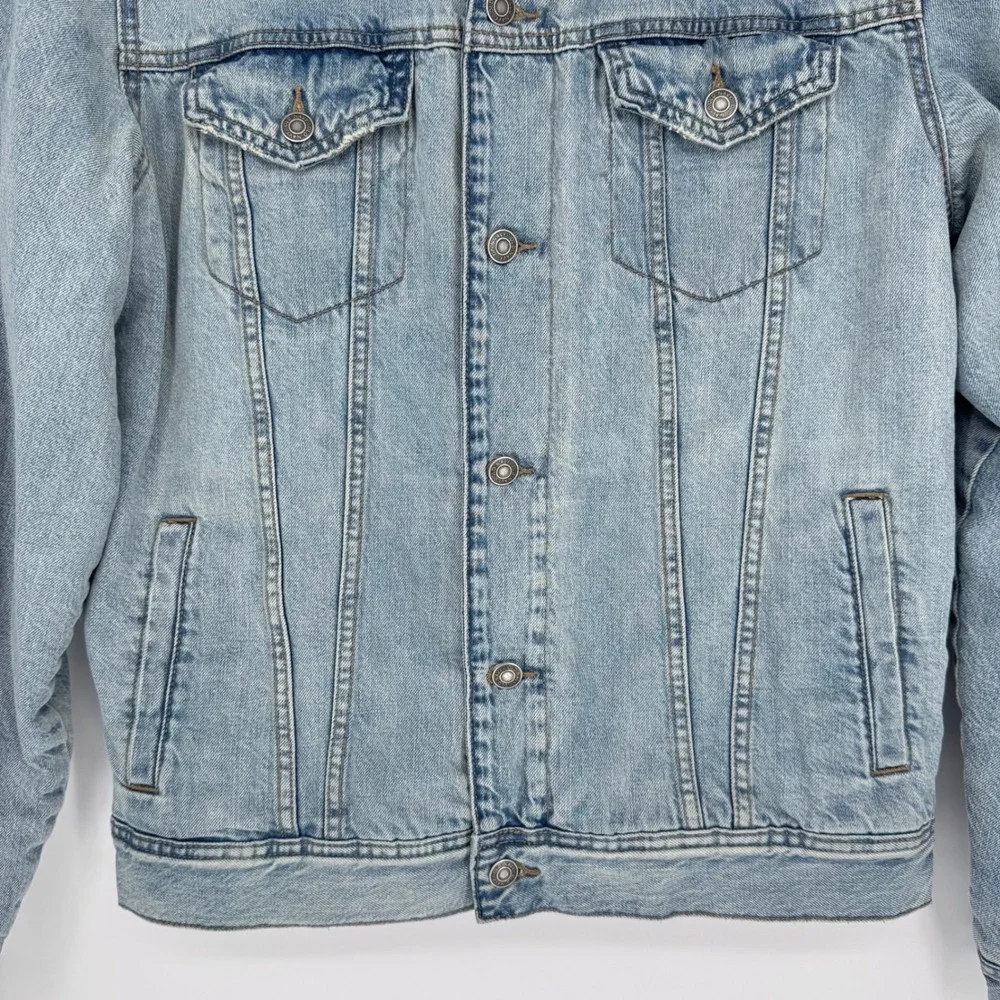 Old Navy Mens Sherpa Lined Denim Trucker Jacket Fall Winter Layering Rugged Sz M
